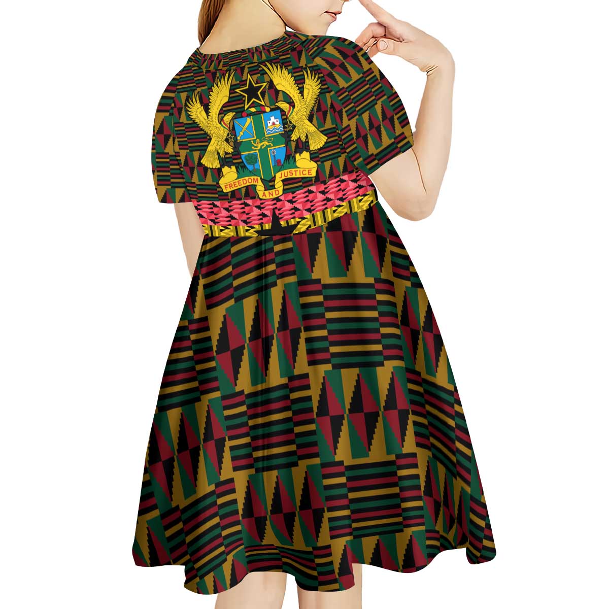 Kwame Nkrumah Kid Short Sleeve Dress with Coat of Arms – Grunge Style Design