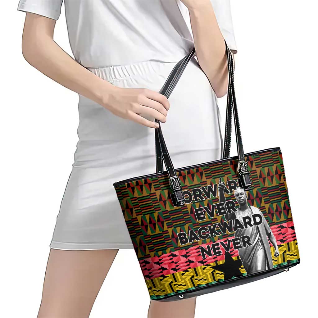 Kwame Nkrumah Leather Tote Bag with Coat of Arms – Grunge Style Design