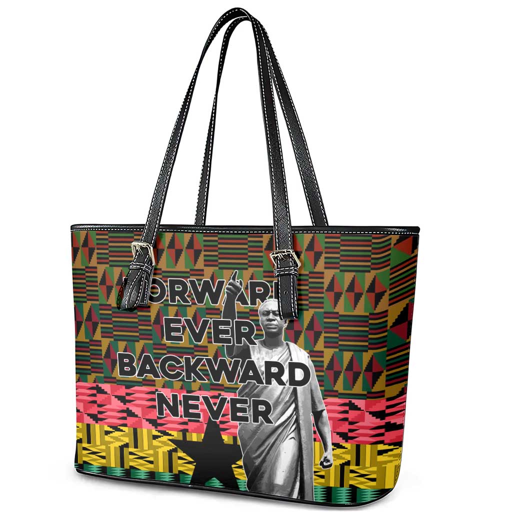 Kwame Nkrumah Leather Tote Bag with Coat of Arms – Grunge Style Design