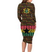 Kwame Nkrumah Long Sleeve Bodycon Dress with Coat of Arms – Grunge Style Design