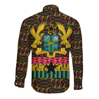 Kwame Nkrumah Long Sleeve Button Shirt with Coat of Arms – Grunge Style Design