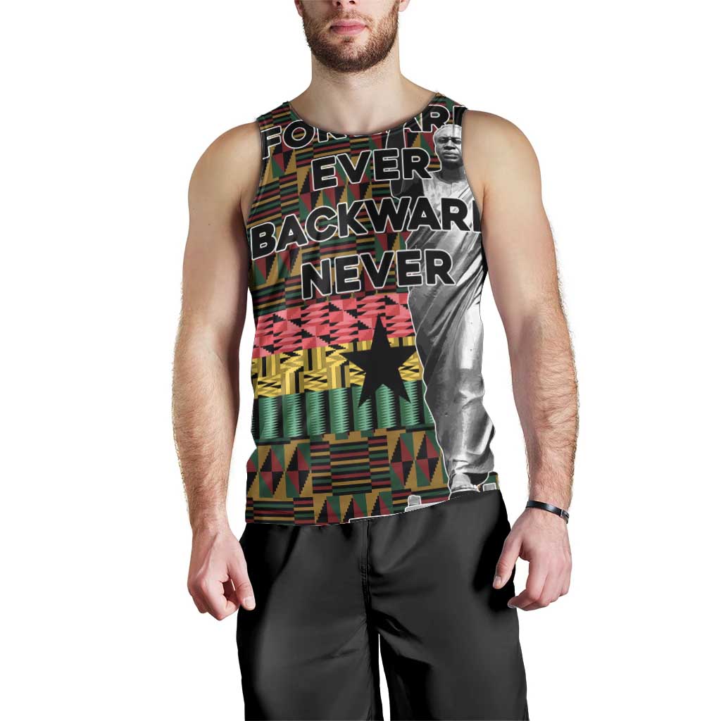 Kwame Nkrumah Men Tank Top with Coat of Arms – Grunge Style Design