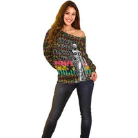 Kwame Nkrumah Off Shoulder Sweater with Coat of Arms – Grunge Style Design