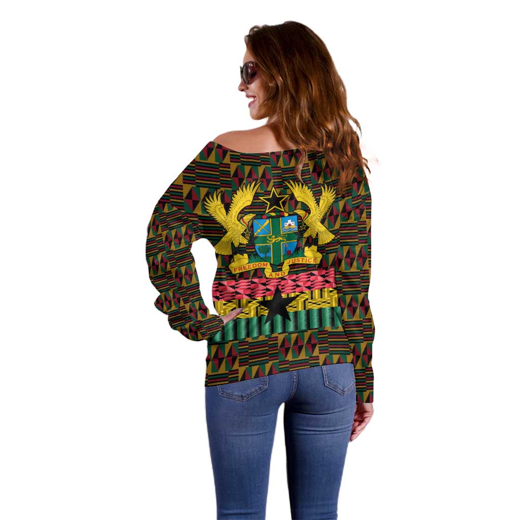Kwame Nkrumah Off Shoulder Sweater with Coat of Arms – Grunge Style Design