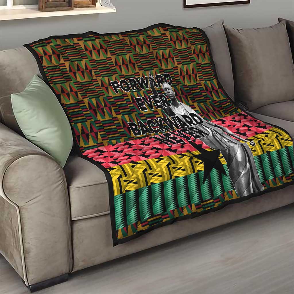 Kwame Nkrumah Quilt with Coat of Arms – Grunge Style Design