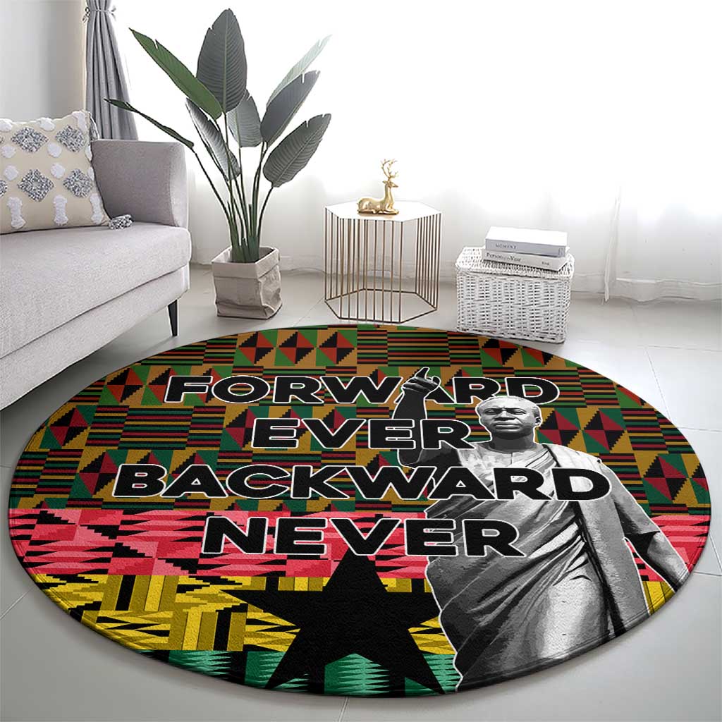 Kwame Nkrumah Round Carpet with Coat of Arms – Grunge Style Design