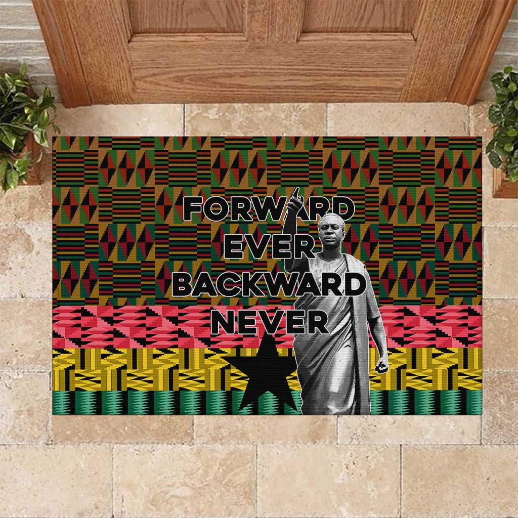 Kwame Nkrumah Rubber Doormat with Coat of Arms – Grunge Style Design