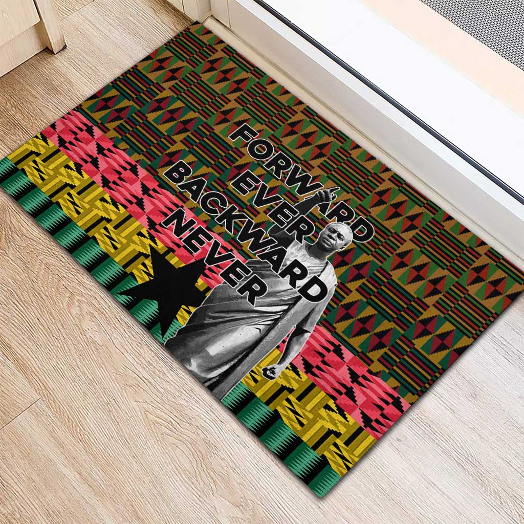 Kwame Nkrumah Rubber Doormat with Coat of Arms – Grunge Style Design