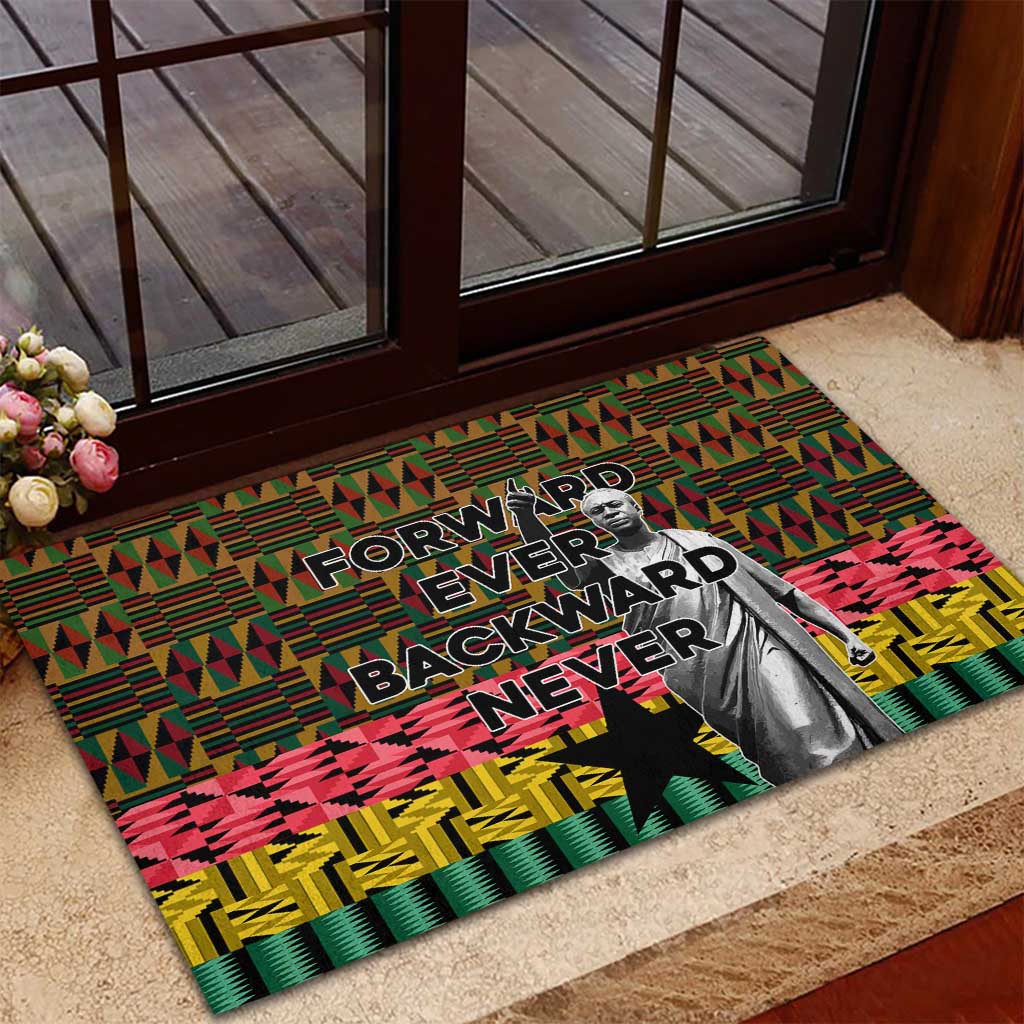 Kwame Nkrumah Rubber Doormat with Coat of Arms – Grunge Style Design