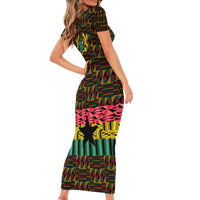 Kwame Nkrumah Short Sleeve Bodycon Dress with Coat of Arms – Grunge Style Design