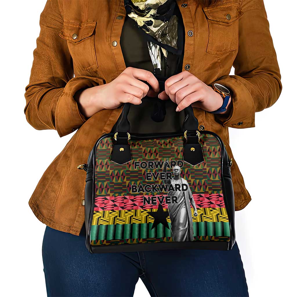 Kwame Nkrumah Shoulder Handbag with Coat of Arms – Grunge Style Design