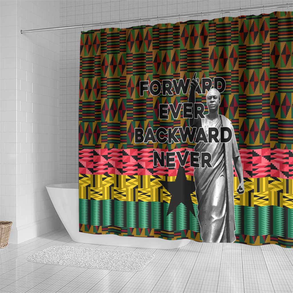 Kwame Nkrumah Shower Curtain with Coat of Arms – Grunge Style Design