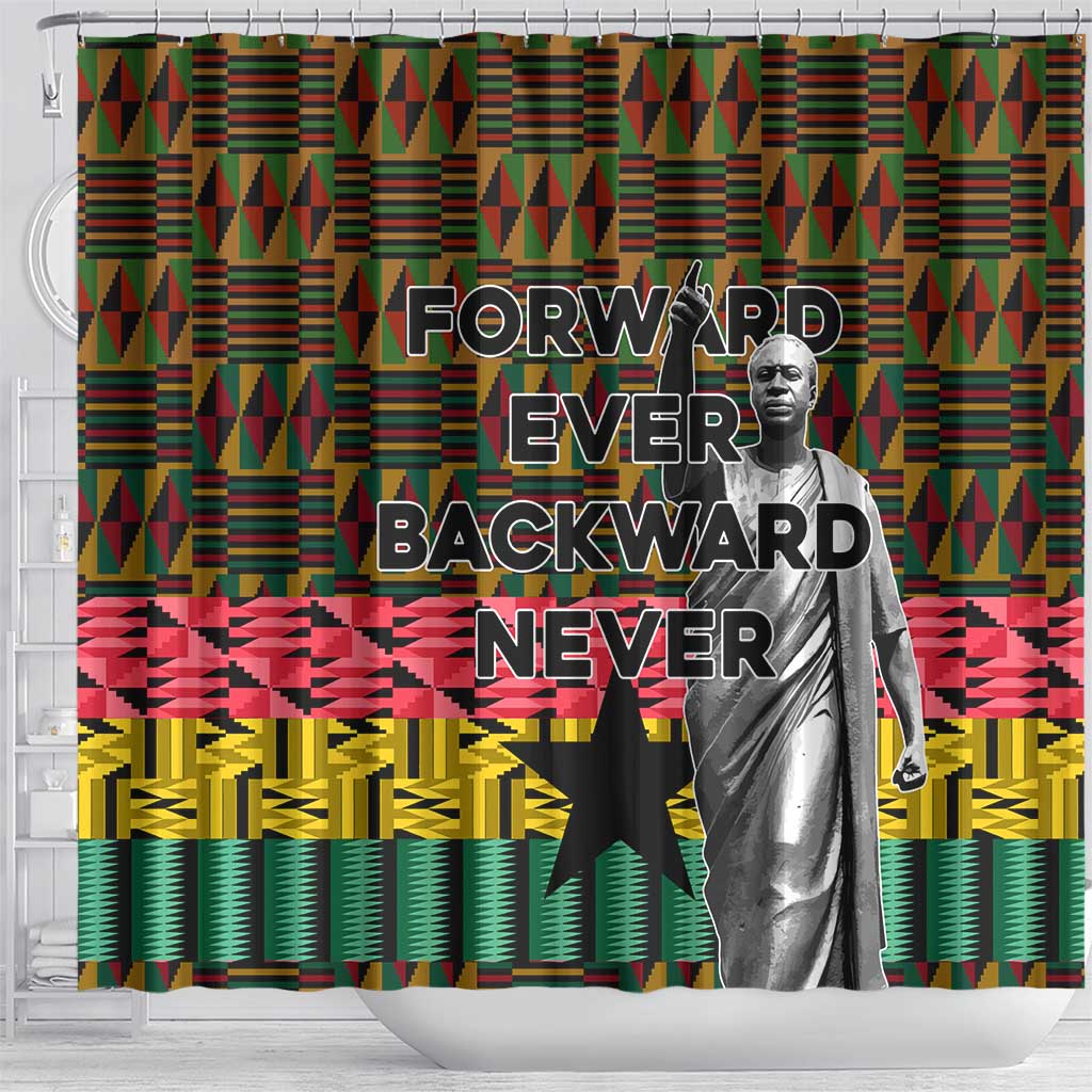 Kwame Nkrumah Shower Curtain with Coat of Arms – Grunge Style Design