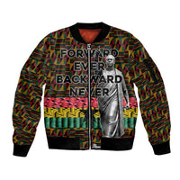 Kwame Nkrumah Sleeve Zip Bomber Jacket with Coat of Arms – Grunge Style Design