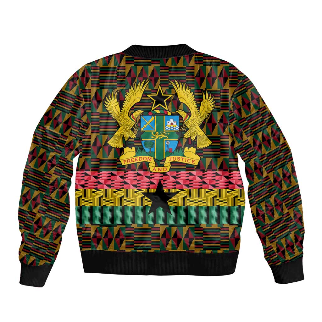 Kwame Nkrumah Sleeve Zip Bomber Jacket with Coat of Arms – Grunge Style Design