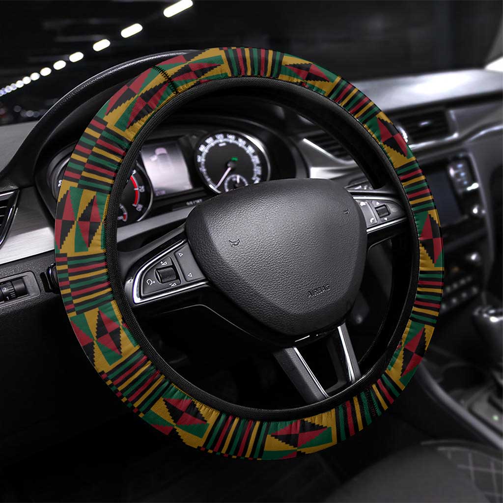 Kwame Nkrumah Steering Wheel Cover with Coat of Arms – Grunge Style Design