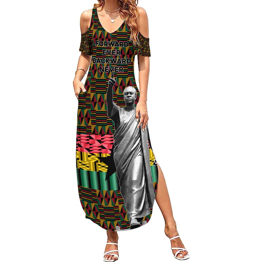 Kwame Nkrumah Summer Maxi Dress with Coat of Arms – Grunge Style Design