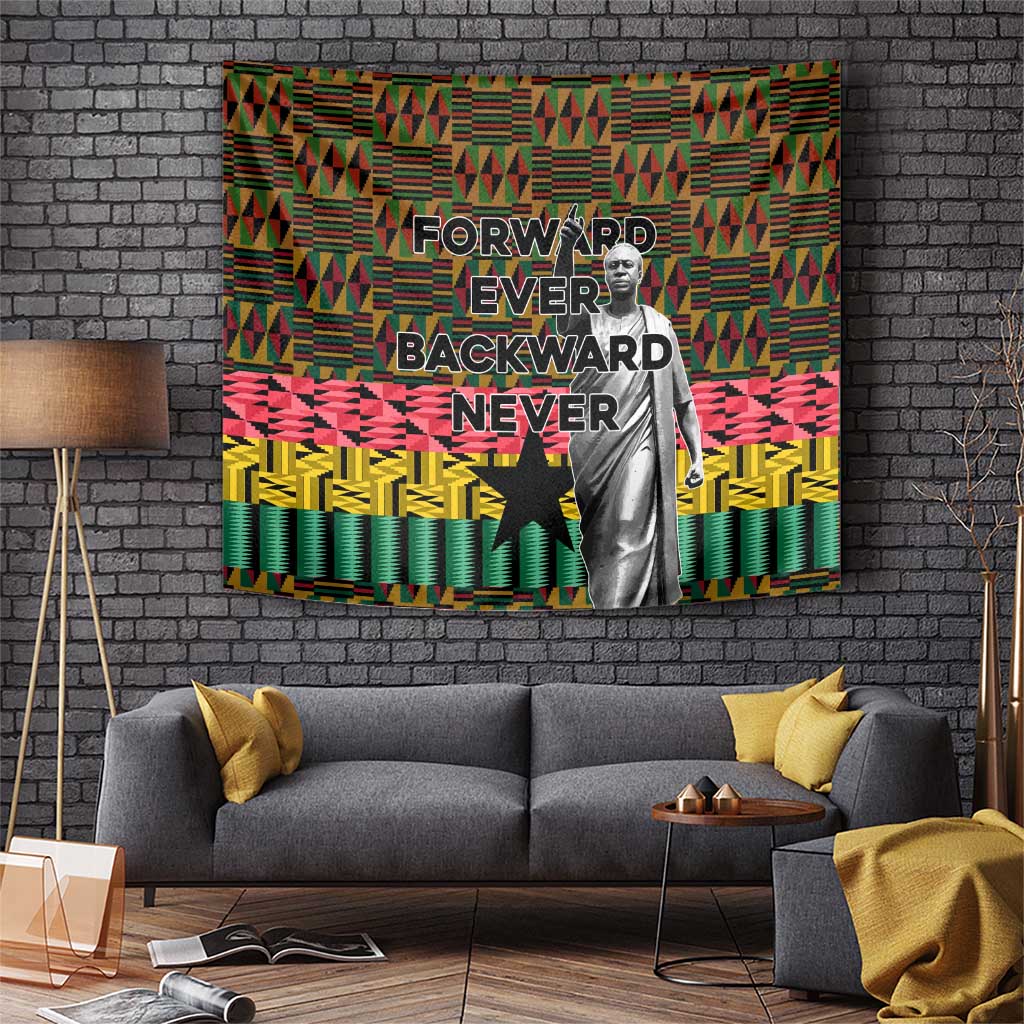 Kwame Nkrumah Tapestry with Coat of Arms – Grunge Style Design