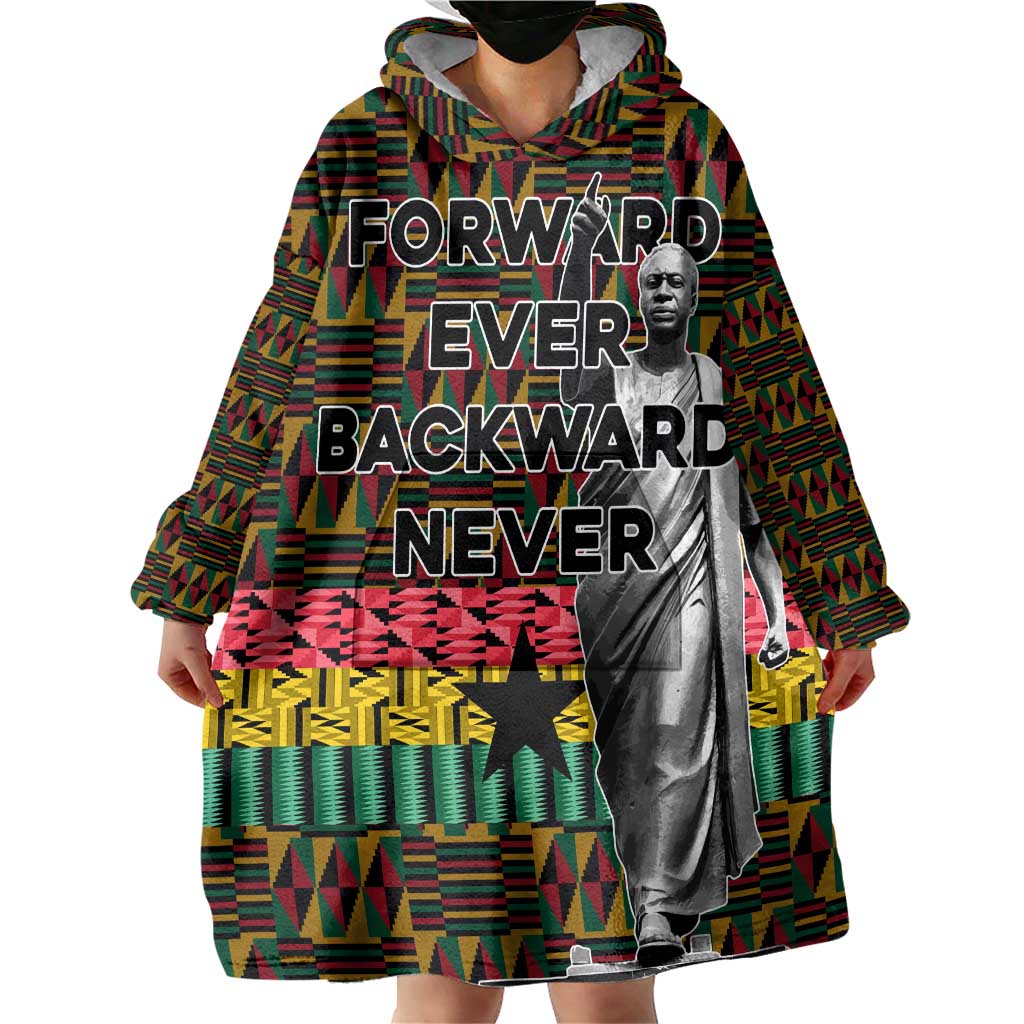 Kwame Nkrumah Wearable Blanket Hoodie with Coat of Arms – Grunge Style Design