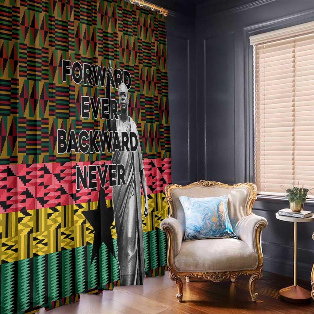 Kwame Nkrumah Window Curtain with Coat of Arms – Grunge Style Design