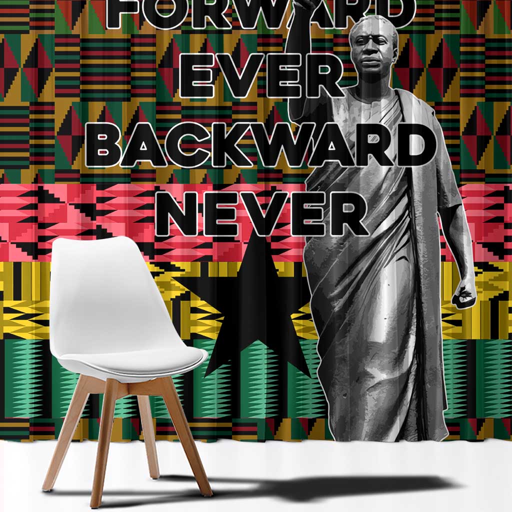 Kwame Nkrumah Window Curtain with Coat of Arms – Grunge Style Design