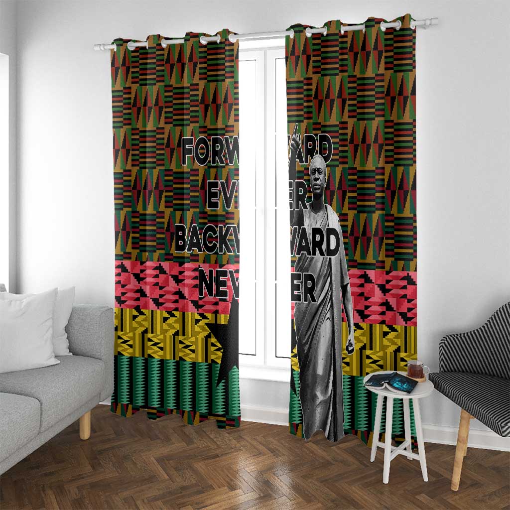 Kwame Nkrumah Window Curtain with Coat of Arms – Grunge Style Design