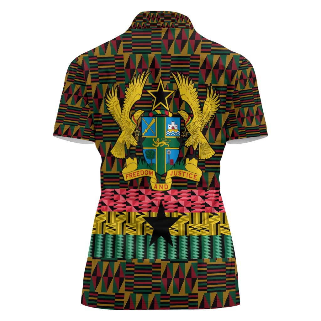 Kwame Nkrumah Women Polo Shirt with Coat of Arms – Grunge Style Design
