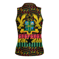 Kwame Nkrumah Women Sleeveless Polo Shirt with Coat of Arms – Grunge Style Design