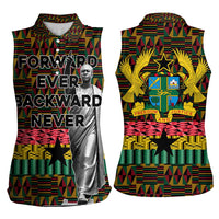Kwame Nkrumah Women Sleeveless Polo Shirt with Coat of Arms – Grunge Style Design