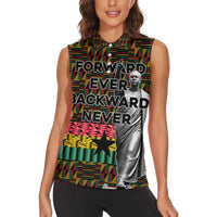 Kwame Nkrumah Women Sleeveless Polo Shirt with Coat of Arms – Grunge Style Design