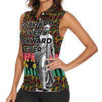 Kwame Nkrumah Women Sleeveless Polo Shirt with Coat of Arms – Grunge Style Design