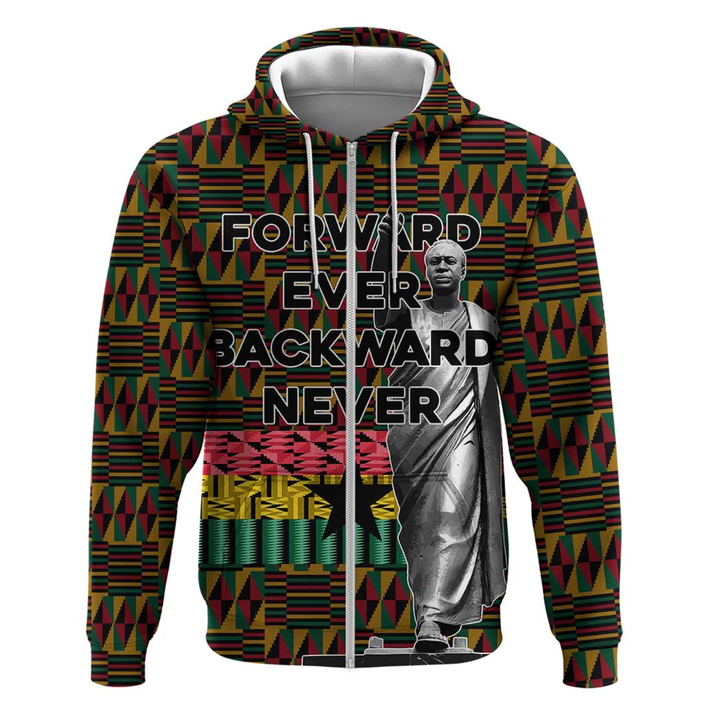 Kwame Nkrumah Zip Hoodie with Coat of Arms – Grunge Style Design