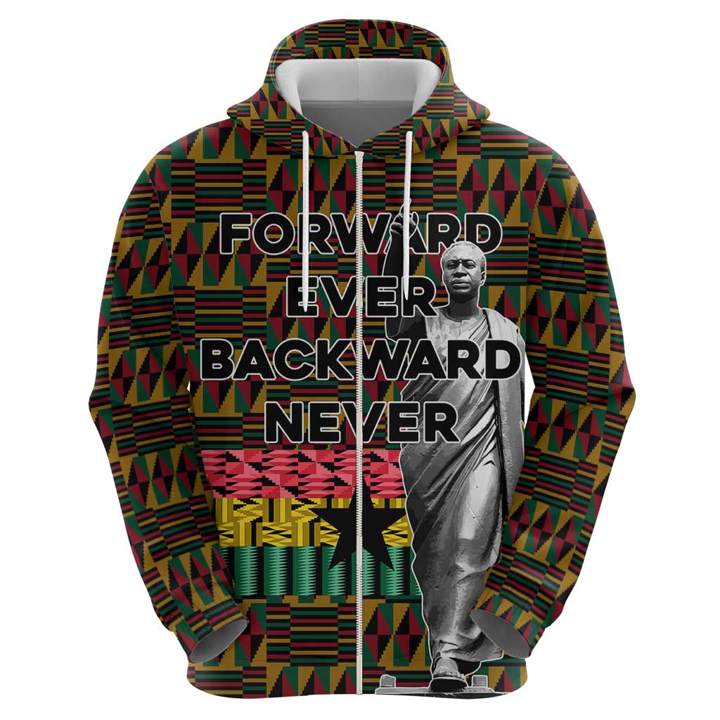 Kwame Nkrumah Zip Hoodie with Coat of Arms – Grunge Style Design