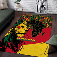 Ghana Lion Area Rug - Map & Coat of Arms Grunge Style Design
