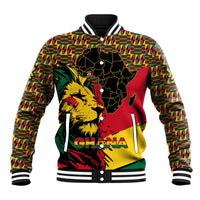 Ghana Lion Baseball Jacket - Map & Coat of Arms Grunge Style Design