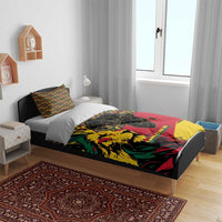 Ghana Lion Bedding Set - Map & Coat of Arms Grunge Style Design