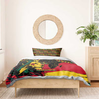 Ghana Lion Bedding Set - Map & Coat of Arms Grunge Style Design