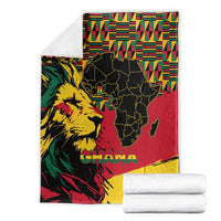 Ghana Lion Blanket - Map & Coat of Arms Grunge Style Design