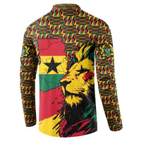 Ghana Lion Button Sweatshirt - Map & Coat of Arms Grunge Style Design