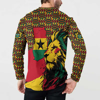 Ghana Lion Button Sweatshirt - Map & Coat of Arms Grunge Style Design