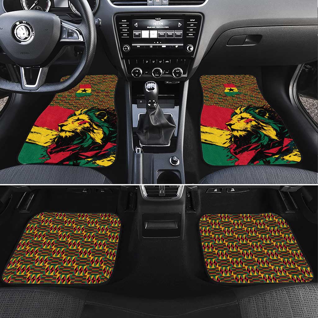 Ghana Lion Car Mats - Map & Coat of Arms Grunge Style Design