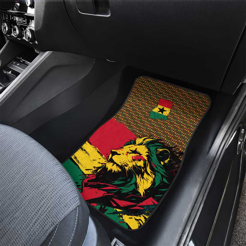 Ghana Lion Car Mats - Map & Coat of Arms Grunge Style Design