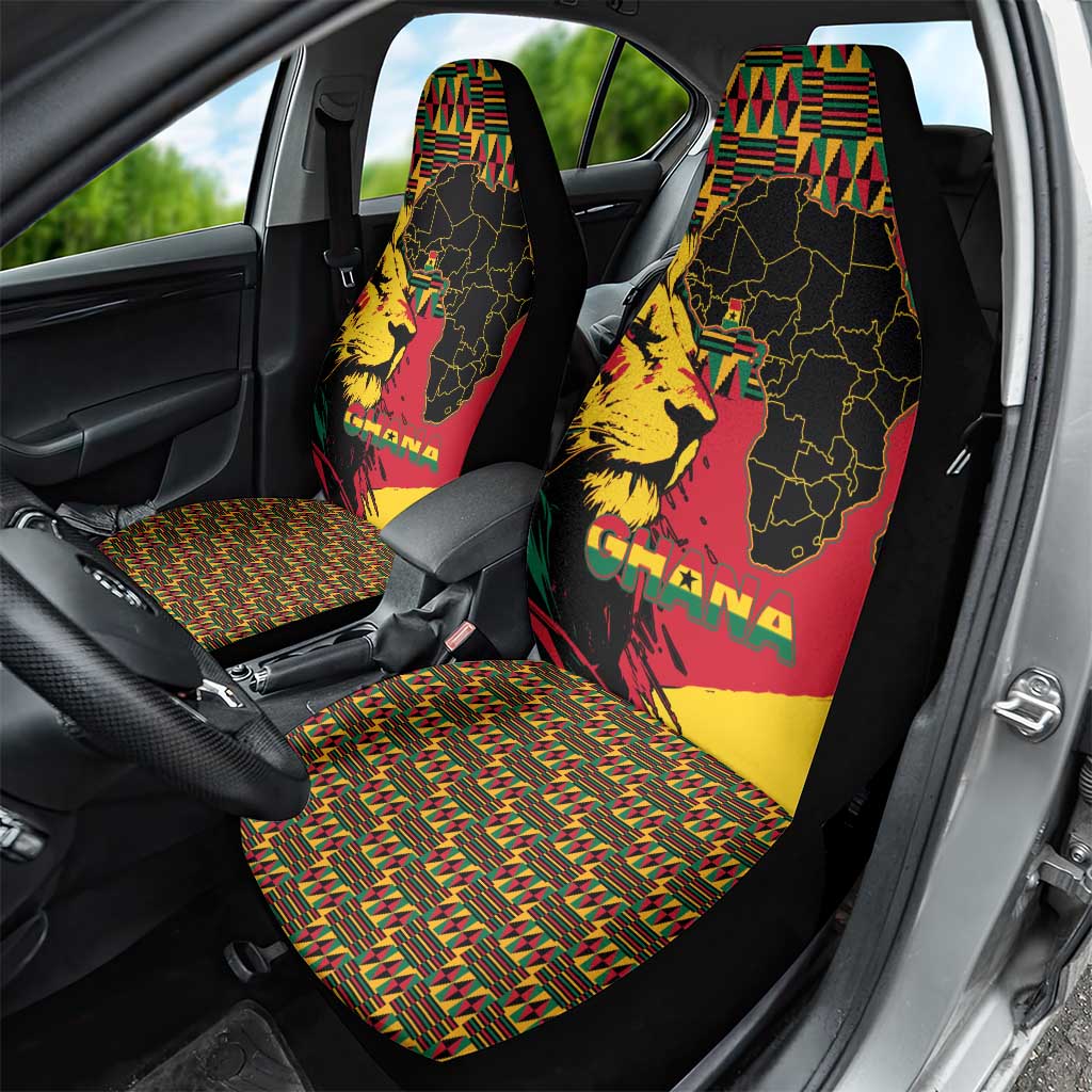 Ghana Lion Car Seat Cover - Map & Coat of Arms Grunge Style Design