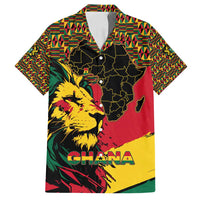 Ghana Lion Family Matching Long Sleeve Bodycon Dress and Hawaiian Shirt - Map & Coat of Arms Grunge Style Design