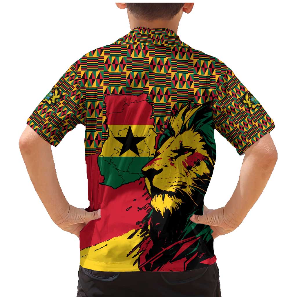 Ghana Lion Family Matching Mermaid Dress and Hawaiian Shirt - Map & Coat of Arms Grunge Style Design