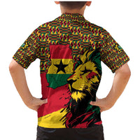 Ghana Lion Family Matching Mermaid Dress and Hawaiian Shirt - Map & Coat of Arms Grunge Style Design