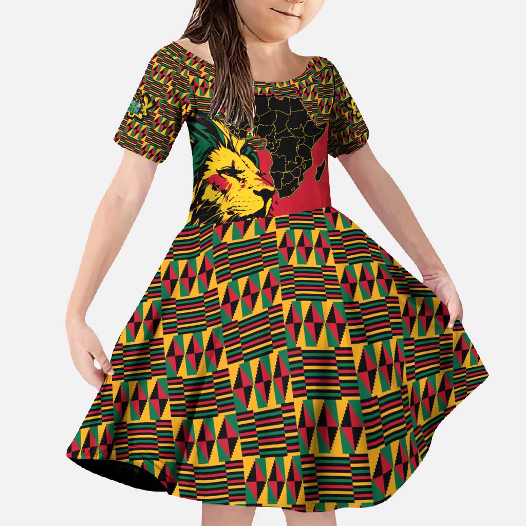 Ghana Lion Family Matching Mermaid Dress and Hawaiian Shirt - Map & Coat of Arms Grunge Style Design