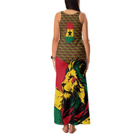 Ghana Lion Family Matching Tank Maxi Dress and Hawaiian Shirt - Map & Coat of Arms Grunge Style Design