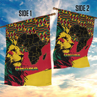 Ghana Lion Garden Flag - Map & Coat of Arms Grunge Style Design