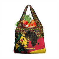 Ghana Lion Grocery Bag - Map & Coat of Arms Grunge Style Design